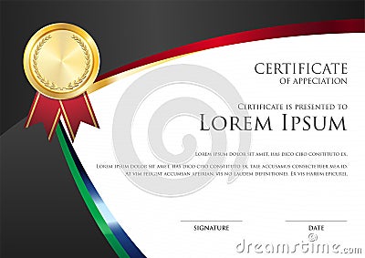 Abstract black red green theme certificate card template Vector Illustration