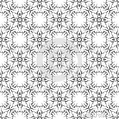 Abstract Black Repeated Design Monochrome Small Elements Stylish Floral Flowers Designs On White Background Stock Photo