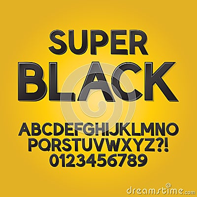 Abstract Black Shade Font and Numbers Vector Illustration