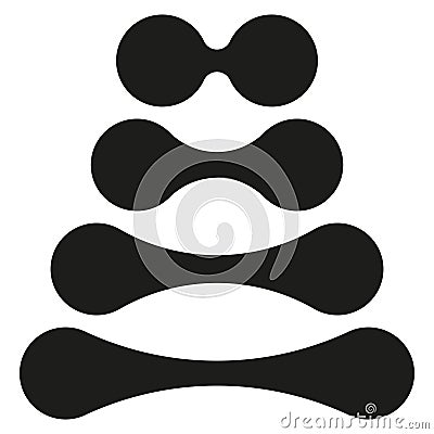 Abstract black shapes. Symmetrical layered design. Geometric vector composition. Minimalist stacked elements. Vector Illustration
