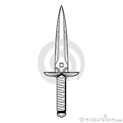 Abstract Black Simple Line Metal Sword Knife Dagger Blade Weapon Doodle Outline Element Vector Design Style Sketch Isolated Vector Illustration