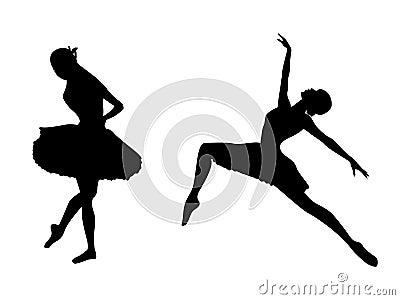 Abstract two silhouettes of charming women dancer Vector Illustration