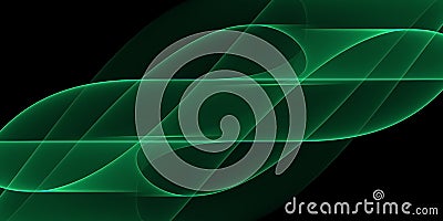Abstract black technology background with shades of green glowing stripes Cartoon Illustration