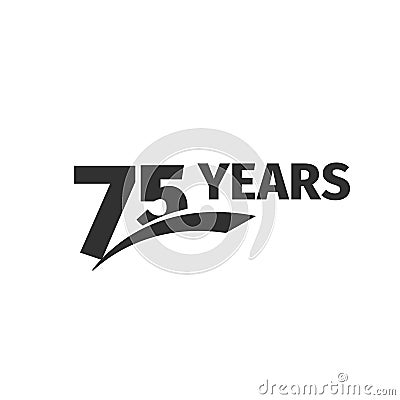 abstract black 75th anniversary logo on white background. 75 number logotype.Seventy -five years jubilee Vector Illustration