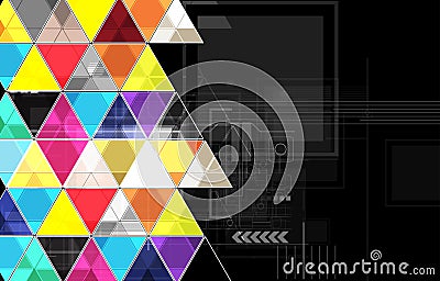 Abstract black triangle technology background Vector Illustration