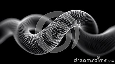 Abstract black twisted wireframe shape dynamic fluid motion futuristic 3D rendering high tech digital art conceptual modern Cartoon Illustration