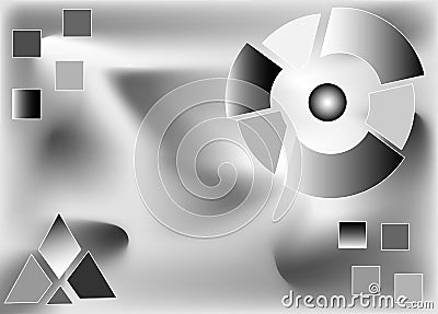 Abstract black and white background with black and white, gray diagrams. Parts of the whole, an illustration of the distribution Cartoon Illustration