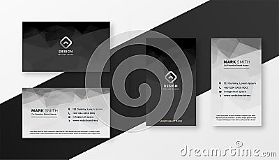 Abstract black and white business card template Vector Illustration