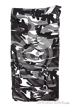 Abstract black and white camouflage military short Stock Photo