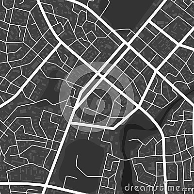 Abstract black and white city map. City residential district scheme. City district plan. Vector illustration Vector Illustration