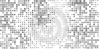 Abstract Black and White 3D Slighty Wavy Sqaures Surface Pattern with Random Sizes and Changing Shades of Grey Vector Illustration