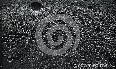 Abstract, black and white. Detail water foam or droplets froth on a glass. Stock Photo