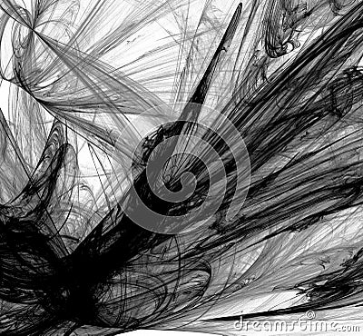 Abstract black and white fractal on white background. Fantasy fractal texture. Digital art. 3D rendering. Computer generated image Stock Photo