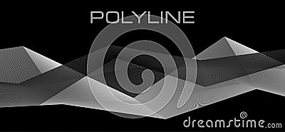 Abstract black and white geometric background with polyline Vector Illustration