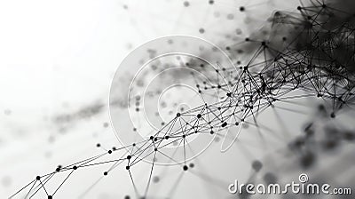Abstract black and white network connection dots and lines. Concept of technology, science, internet, and big data Stock Photo