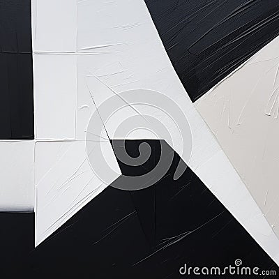 Abstract Black And White Opus 1 Painting With Diagonals And Flat Color Blocks Stock Photo