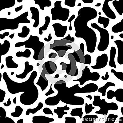 Abstract black-white pattern. The spots are white with black. Leopard and Dalmatian pattern. Seamless vector pattern. Vector Illustration