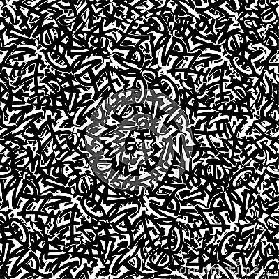 Abstract black and white seamless pattern. Graffiti style Vector Illustration