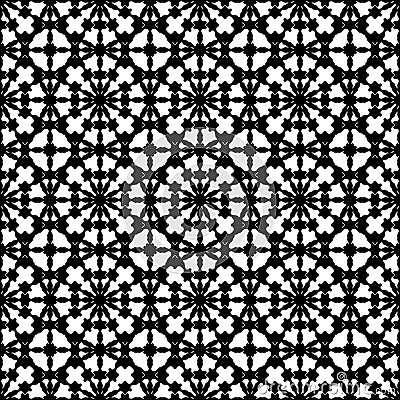 Abstract black & white specular ornament, seamless pattern Vector Illustration