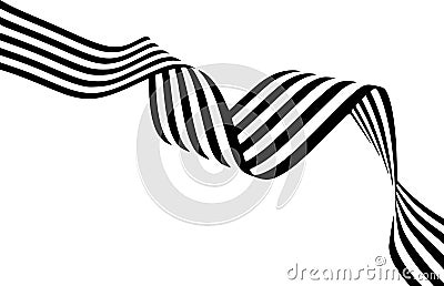 Abstract black and white stripes smoothly bent ribbon geometrical shape Stock Photo