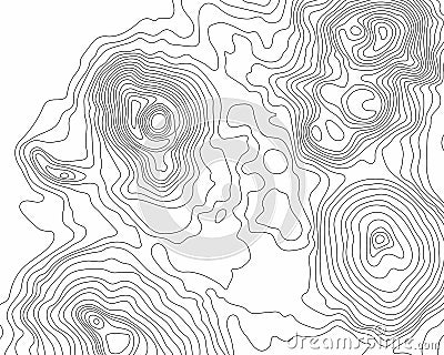 Abstract black and white topographic contours lines of mountains Vector Illustration