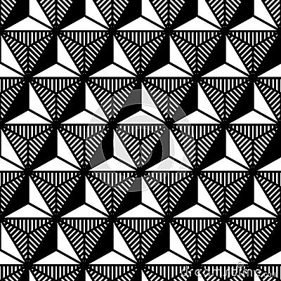 Abstract black and white triangle geometric pattern in style of the 80s Vector Illustration