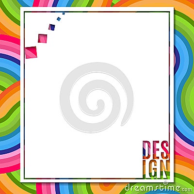 Abstract blank rectangular banner with text Design element on bright colorful background of wavy lines Element for the desig Vector Illustration