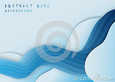 Abstract blending shape of blue wavy style template. Overlapping with dimension shadow background. Stock Photo