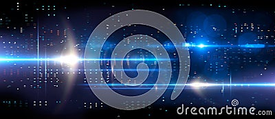 Abstract block chain network, PCB background with flare and dots. 3D rendering Stock Photo