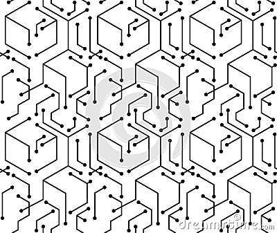 Abstract Block electronic line seamless pattern background vector design Vector Illustration