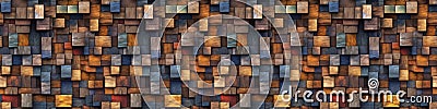 Abstract block stack wooden 3dcubes on the wall for background, seamless pattern - Colorful wood texture (Generative Ai) Stock Photo