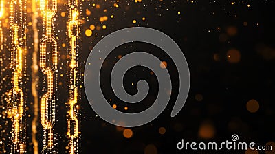 Abstract blockchain visualization with glowing elements and particles Stock Photo