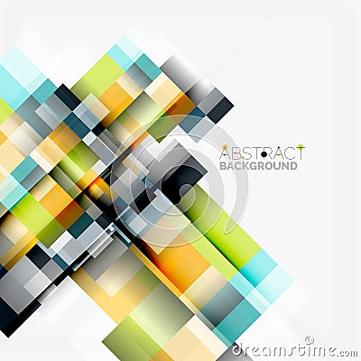 Abstract blocks template design background, simple geometric shapes on white, straight lines and rectangles Vector Illustration