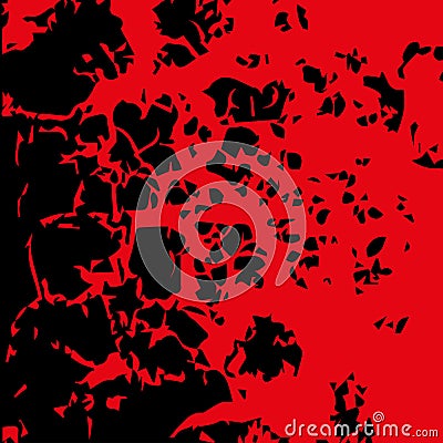 Abstract blood image. Splatter in red ink color on black background. Vector Vector Illustration