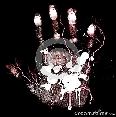 Abstract bloody hand-print Stock Photo