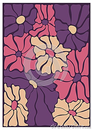 Abstract blossom print in naive art style Vector Illustration