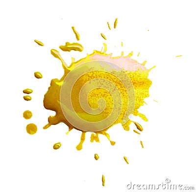 Abstract blot yellow blobs on white background Stock Photo