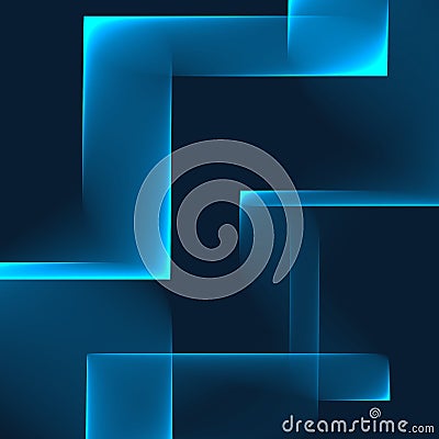 Abstract blue background. Bright blue blocks on the dark blue background. Geometric pattern in blue colors. Stock Photo