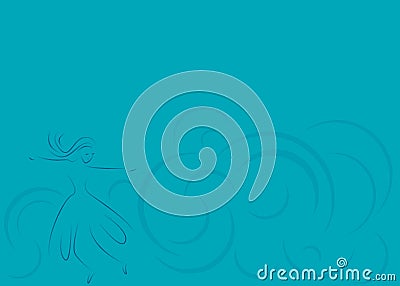 Abstract blue background with girl twirling Stock Photo