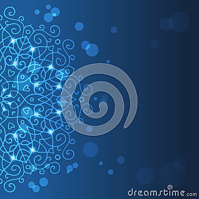 Abstract blue background with mandala ornament Vector Illustration