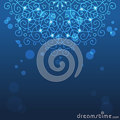 Abstract blue background with mandala ornament Vector Illustration