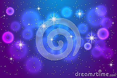 Abstract blue background with shining stars. Vector Illustration