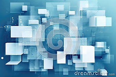 An abstract blue background with white and light blue blocks on it. Created with Generative AI Stock Photo