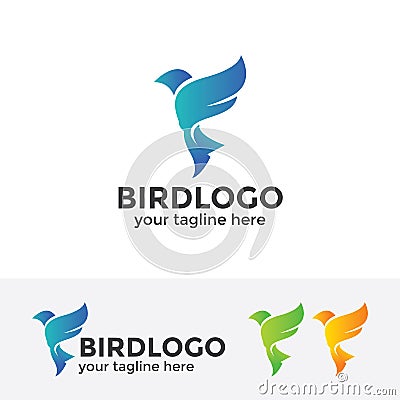 Abstract blue bird logo Vector Illustration