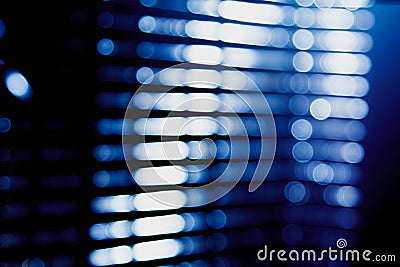 Abstract blue blur of city lighting digital lens flare glare, blinds light background Stock Photo