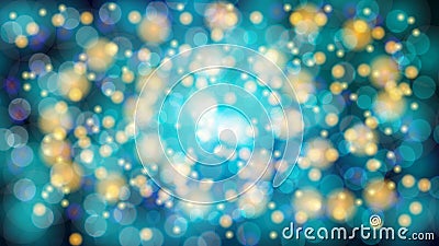 Abstract blue blurred background with bokeh effect. Magical bright festive multicolored beautiful glowing shiny with light spots Vector Illustration