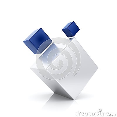 Abstract blue business symbol with 3 cubes Stock Photo