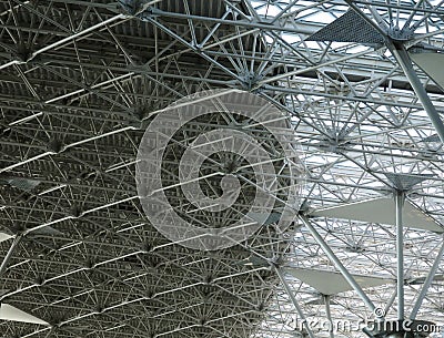 Abstract blue ceiling construction vertical Stock Photo