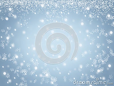 Christmas winter sky background with crystal snowflakes and stars Stock Photo