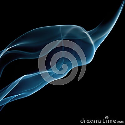 Abstract blue cigarette smoke shape on black Stock Photo